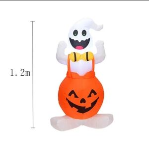 Inflatable Ghost Pumpkin - Outside Orange and White